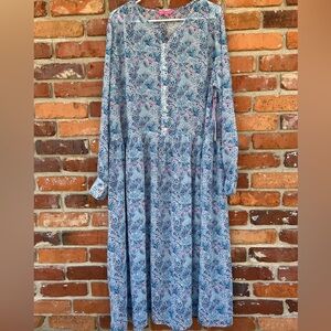 Simply Southern Blue and Pink Floral Maxi Dress